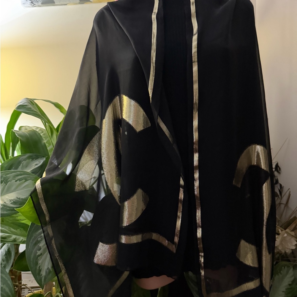 Chanel Luxurious Black and Gold Scarf. - Picture 8 of 13